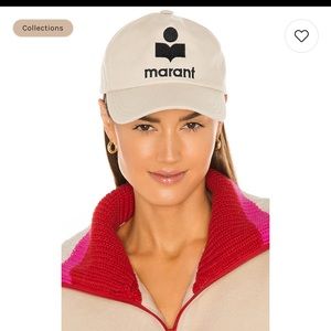 Isabel Marant Women’s Cream Ecru Black Tyron Logo  Baseball Cap Hat Cotton